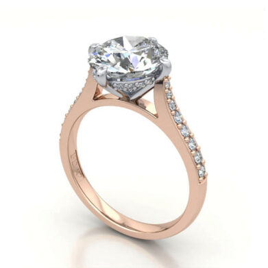Thumb Oval Cut Solitaire Accent Diamond Ring Rose Gold RSA9 3D