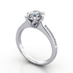 Thumb Oval Cut Solitaire Accent Diamond Ring White Gold RSA3 3D