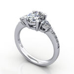 Thumb Oval Cut Solitaire Accent Diamond Ring White Gold RSA5 3D