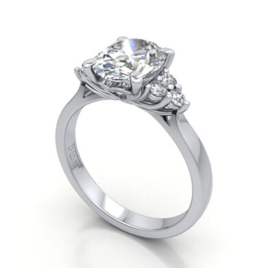 Thumb Oval Cut Solitaire Accent Diamond Ring White Gold RSA8 3D