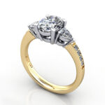 Thumb Oval Cut Solitaire Accent Diamond Ring Yellow Gold RSA5 3D