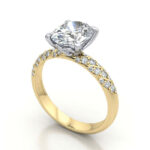 Thumb Oval Cut Solitaire Accent Diamond Ring Yellow Gold RSA7 3D