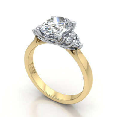 Thumb Oval Cut Solitaire Accent Diamond Ring Yellow Gold RSA8 3D
