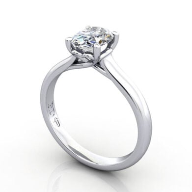 Thumb Oval Cut Solitaire Diamond Ring Platinum RS1 3D