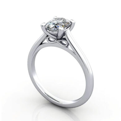 Thumb Oval Cut Solitaire Diamond Ring Platinum RS34 3D