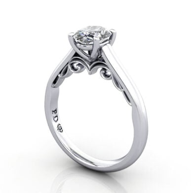 Thumb Oval Cut Solitaire Diamond Ring Platinum RS35 3D