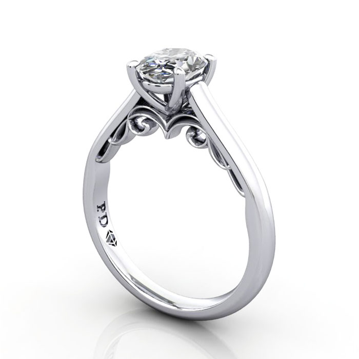 Thumb Oval Cut Solitaire Diamond Ring Platinum RS35 3D