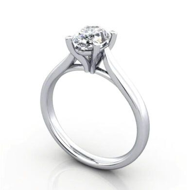 Thumb Oval Cut Solitaire Diamond Ring Platinum RS41 3D