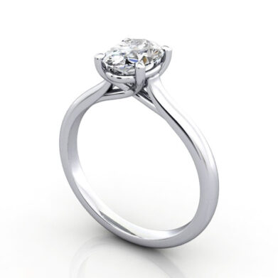 Thumb Oval Cut Solitaire Diamond Ring Platinum RS44 3D