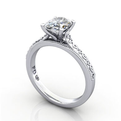 Thumb Oval Cut Solitaire Diamond Ring Platinum RS50 3D
