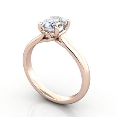 Thumb Oval Cut Solitaire Diamond Ring Rose Gold RS1 3D