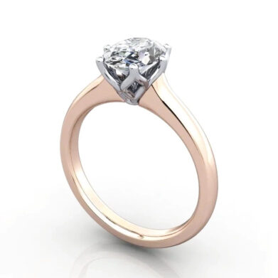 Thumb Oval Cut Solitaire Diamond Ring Rose Gold RS19 3D
