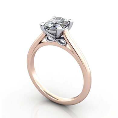Thumb Oval Cut Solitaire Diamond Ring Rose Gold RS34 3D
