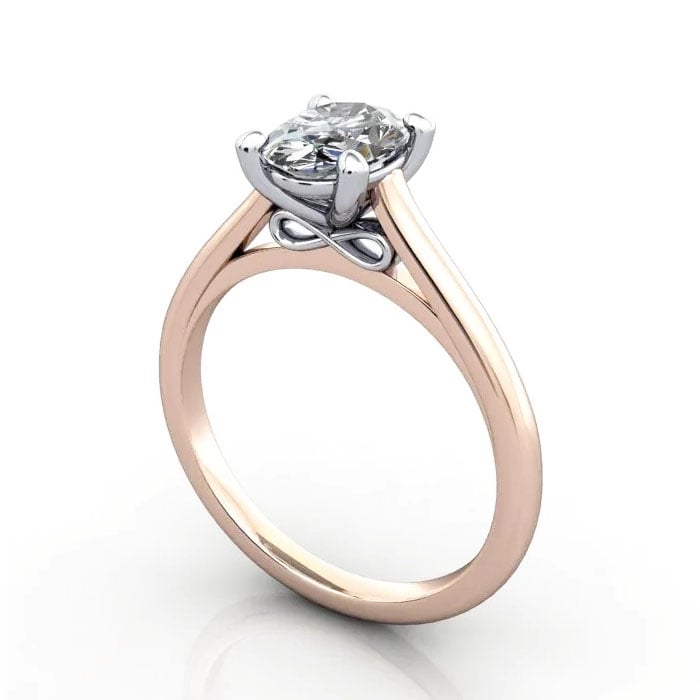 Thumb Oval Cut Solitaire Diamond Ring Rose Gold RS34 3D