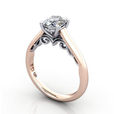 Thumb Oval Cut Solitaire Diamond Ring Rose Gold RS35 3D