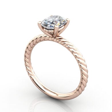 Thumb Oval Cut Solitaire Diamond Ring Rose Gold RS38 3D