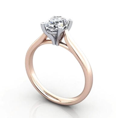 Thumb Oval Cut Solitaire Diamond Ring Rose Gold RS41 3D