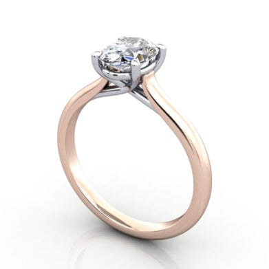 Thumb Oval Cut Solitaire Diamond Ring Rose Gold RS44 3D