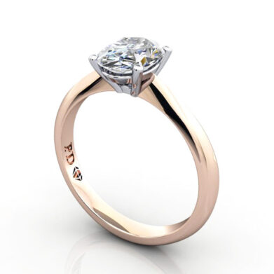 Thumb Oval Cut Solitaire Diamond Ring Rose Gold RS48 3D
