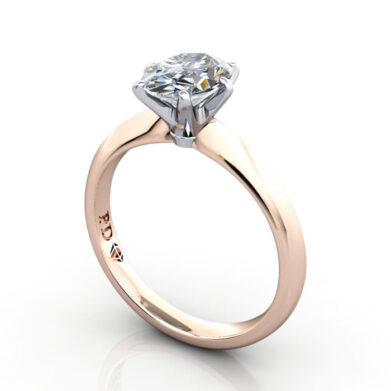 Thumb Oval Cut Solitaire Diamond Ring Rose Gold RS49 3D