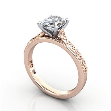 Thumb Oval Cut Solitaire Diamond Ring Rose Gold RS50 3D