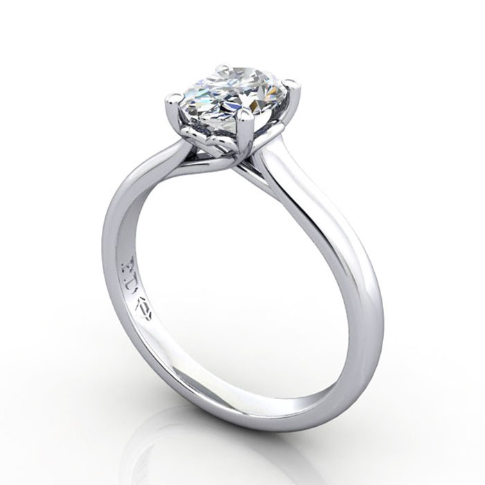 Thumb Oval Cut Solitaire Diamond Ring White Gold RS1 3D