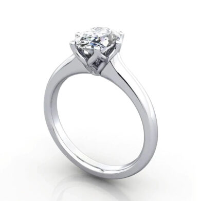 Thumb Oval Cut Solitaire Diamond Ring White Gold RS19 3D