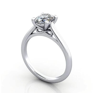 Thumb Oval Cut Solitaire Diamond Ring White Gold RS34 3D