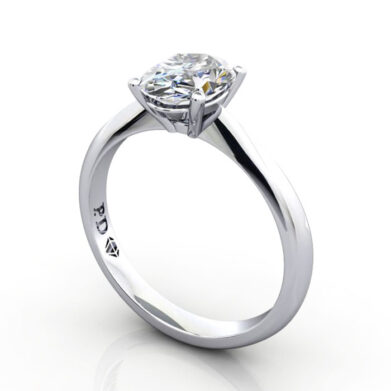 Thumb Oval Cut Solitaire Diamond Ring White Gold RS48 3D