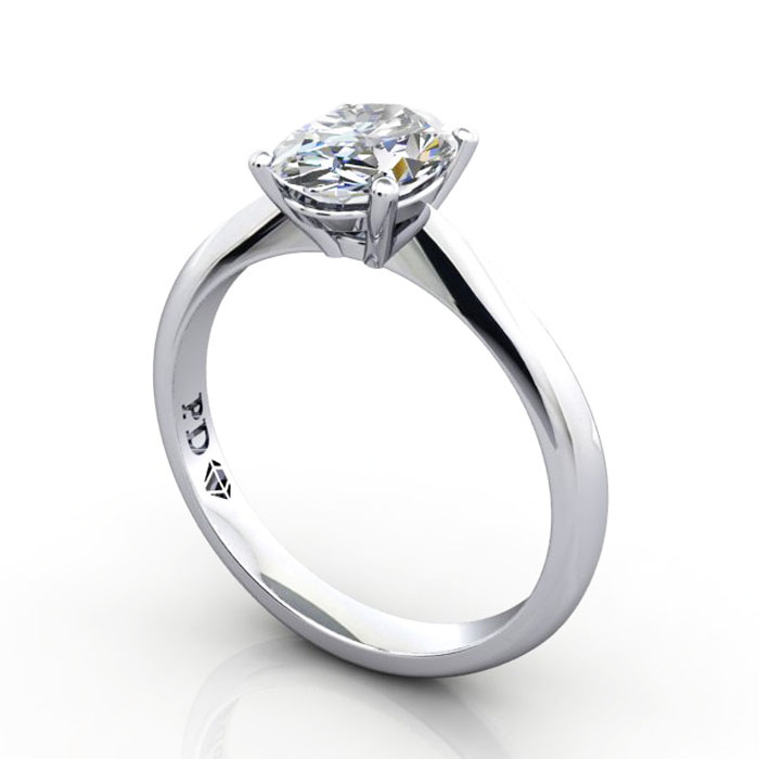 Thumb Oval Cut Solitaire Diamond Ring White Gold RS48 3D