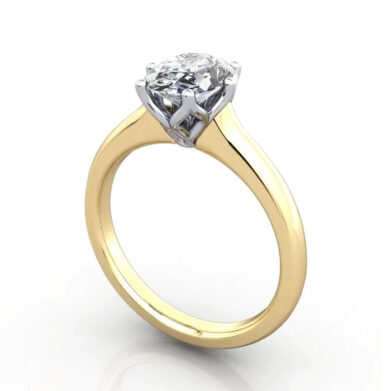 Thumb Oval Cut Solitaire Diamond Ring Yellow Gold RS19 3D
