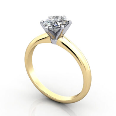 Thumb Oval Cut Solitaire Diamond Ring Yellow Gold RS2 3D
