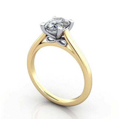 Thumb Oval Cut Solitaire Diamond Ring Yellow Gold RS34 3D