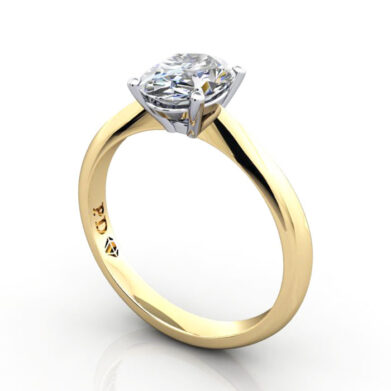 Thumb Oval Cut Solitaire Diamond Ring Yellow Gold RS48 3D
