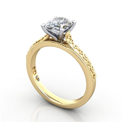 Thumb Oval Cut Solitaire Diamond Ring Yellow Gold RS50 3D