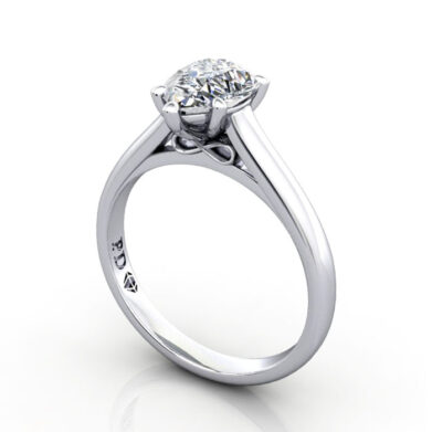 Thumb Pear Cut Solitaire Diamond Ring Platinum RS34 3D
