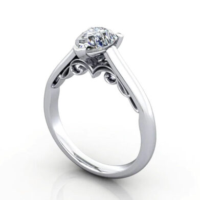 Thumb Pear Cut Solitaire Diamond Ring Platinum RS35 3D