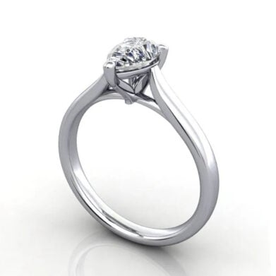 Thumb Pear Cut Solitaire Diamond Ring Platinum RS41 3D