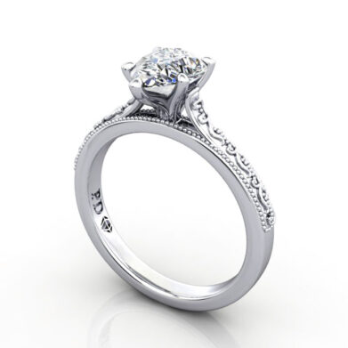 Thumb Pear Cut Solitaire Diamond Ring Platinum RS50 3D