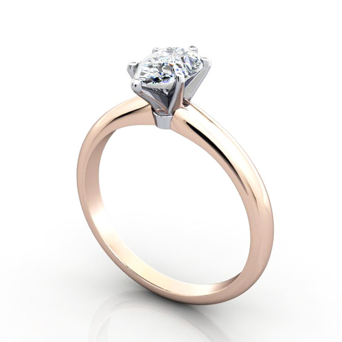 Thumb Pear Cut Solitaire Diamond Ring Rose Gold RS2 3D