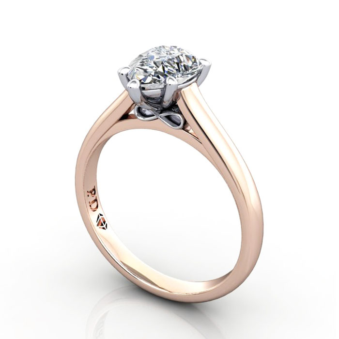 Thumb Pear Cut Solitaire Diamond Ring Rose Gold RS34 3D