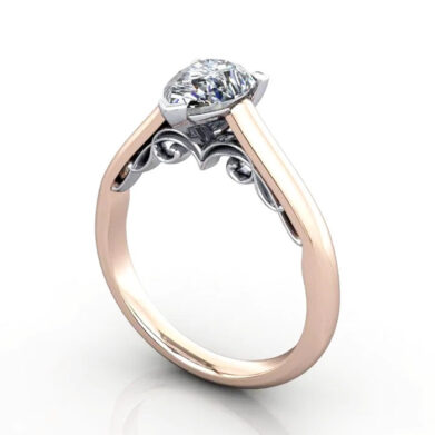 Thumb Pear Cut Solitaire Diamond Ring Rose Gold RS35 3D