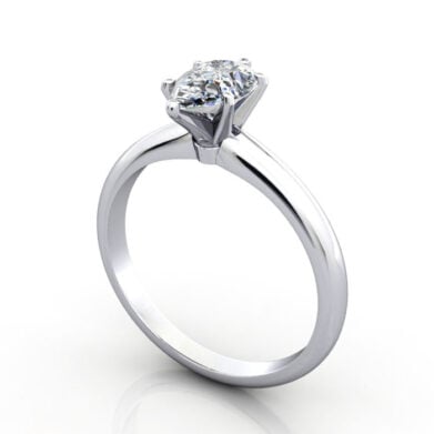 Thumb Pear Cut Solitaire Diamond Ring White Gold RS2 3D