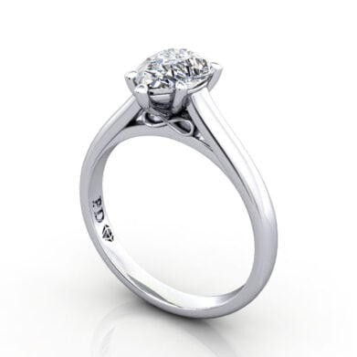 Thumb Pear Cut Solitaire Diamond Ring White Gold RS34 3D