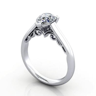 Thumb Pear Cut Solitaire Diamond Ring White Gold RS35 3D