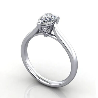 Thumb Pear Cut Solitaire Diamond Ring White Gold RS41 3D