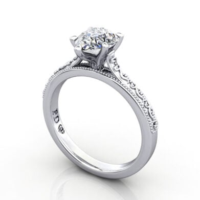 Thumb Pear Cut Solitaire Diamond Ring White Gold RS50 3D