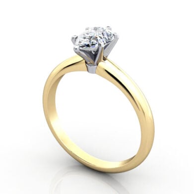 Thumb Pear Cut Solitaire Diamond Ring Yellow Gold RS2 3D