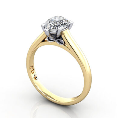 Thumb Pear Cut Solitaire Diamond Ring Yellow Gold RS34 3D