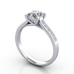 Thumb Princess Cut Solitaire Accent Diamond Ring Platinum RSA2 3D